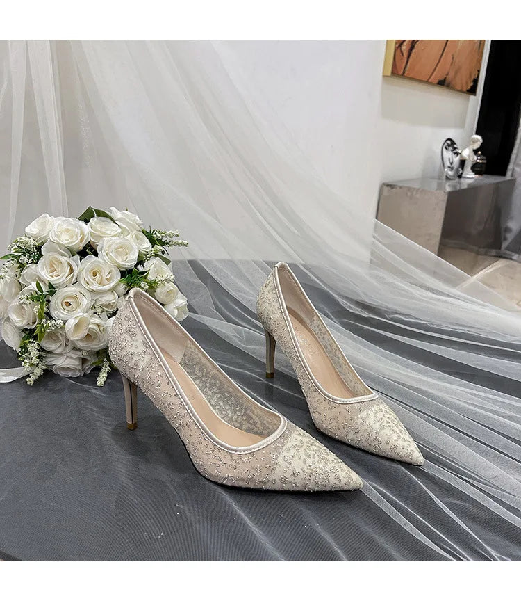 New Sexy Wave Point Women's High Heel Sandals Wedding Dress Dancing Party Pumps Banquet Cross Dressing Office of Ladies Shoes