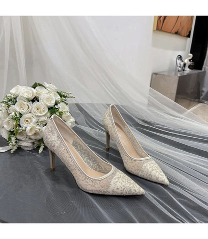 New Sexy Wave Point Women's High Heel Sandals Wedding Dress Dancing Party Pumps Banquet Cross Dressing Office of Ladies Shoes