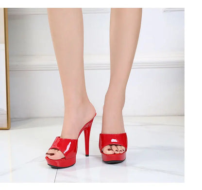 Women Shoes Sandals 2020 Summer Outside Slippers High Heels 9cm sexy High Platform Open Toe Stiletto Ladies Slides Party shoes