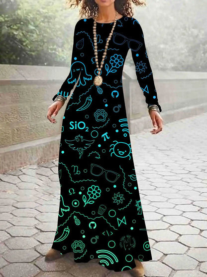 Print on Demand New Autumn and Winter Long Sleeved Christmas 3D Digital Printed Dress