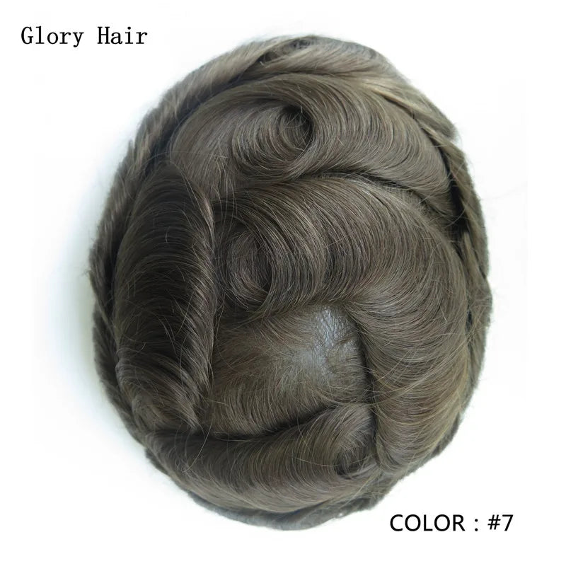 Gloryhair-Natural and Realistic Hair Prosthesis Male Toupee Wig 130% Density Hair Pieces Indian Human Men's Capillary Prosthesis