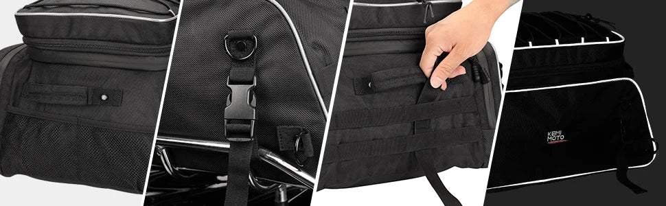 Motorcycle Travel Luggage Tour-Pack Rack Bag Collapsible Trunk Bags with Bar Straps for Street Glide for Electra Glide for Trike