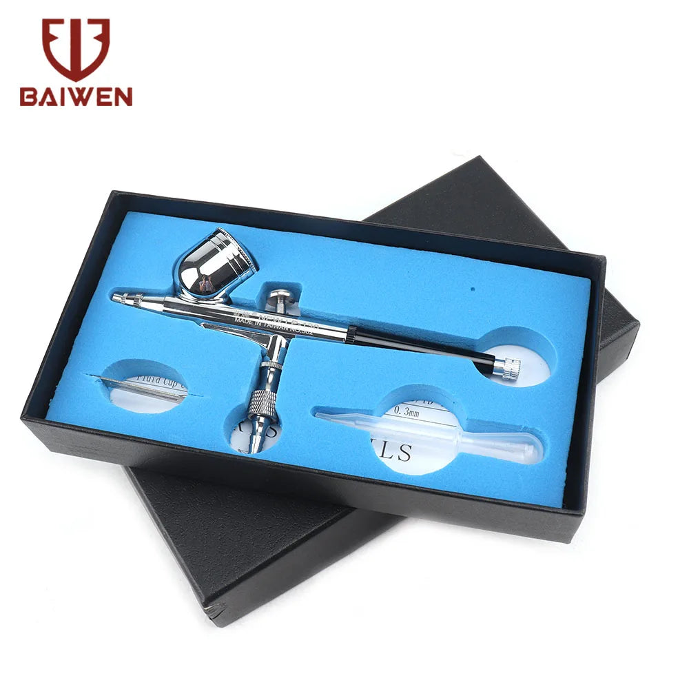 Dual-Action Airbrush with 0.2mm 0.3mm 0.5mm Nozzle Set Gravity Feed Pistol Pneumatic Kit For Cake Model Painting Makeup Tattoo
