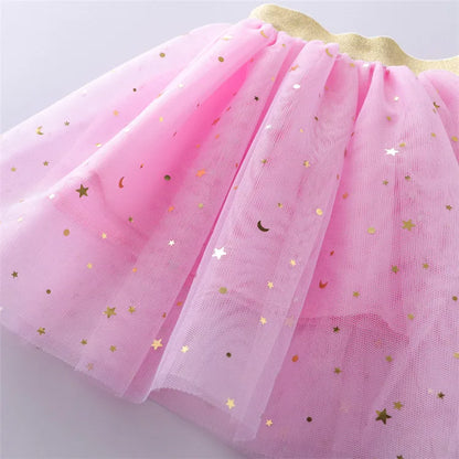 Children's Skirts For Girls Summer Cotton Lace Baby Mini Tutu Skirts Stars Glitter Dance Sequin Birthday Party Skirt for Kids