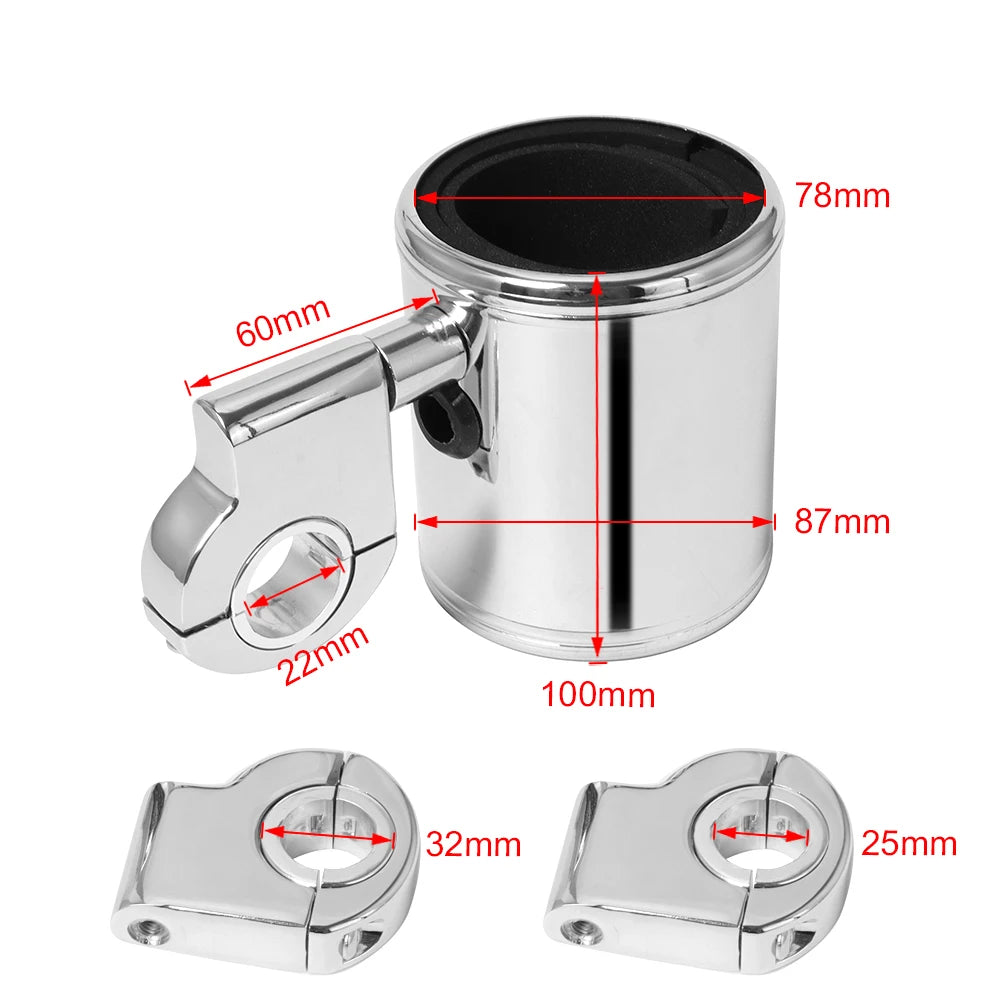 ABS Motorcycle Adjustable Cup Holder Handlebar Drink Bottle 22mm-32mm For Universal Harley Touring Road Glide Softail Sportster