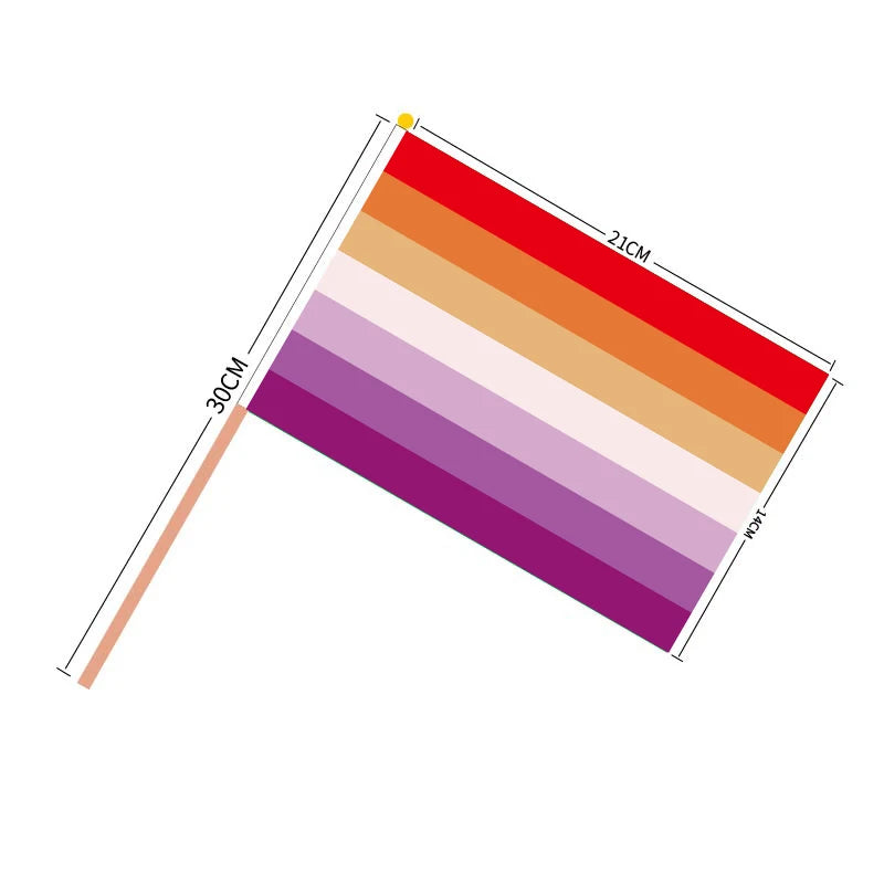 Aerxrbrae Custom Hand Flag 100Pcs 14*21Cm Plastic Stick Rainbow Gay Lesbian Homosexual Bisexual Pride Banner