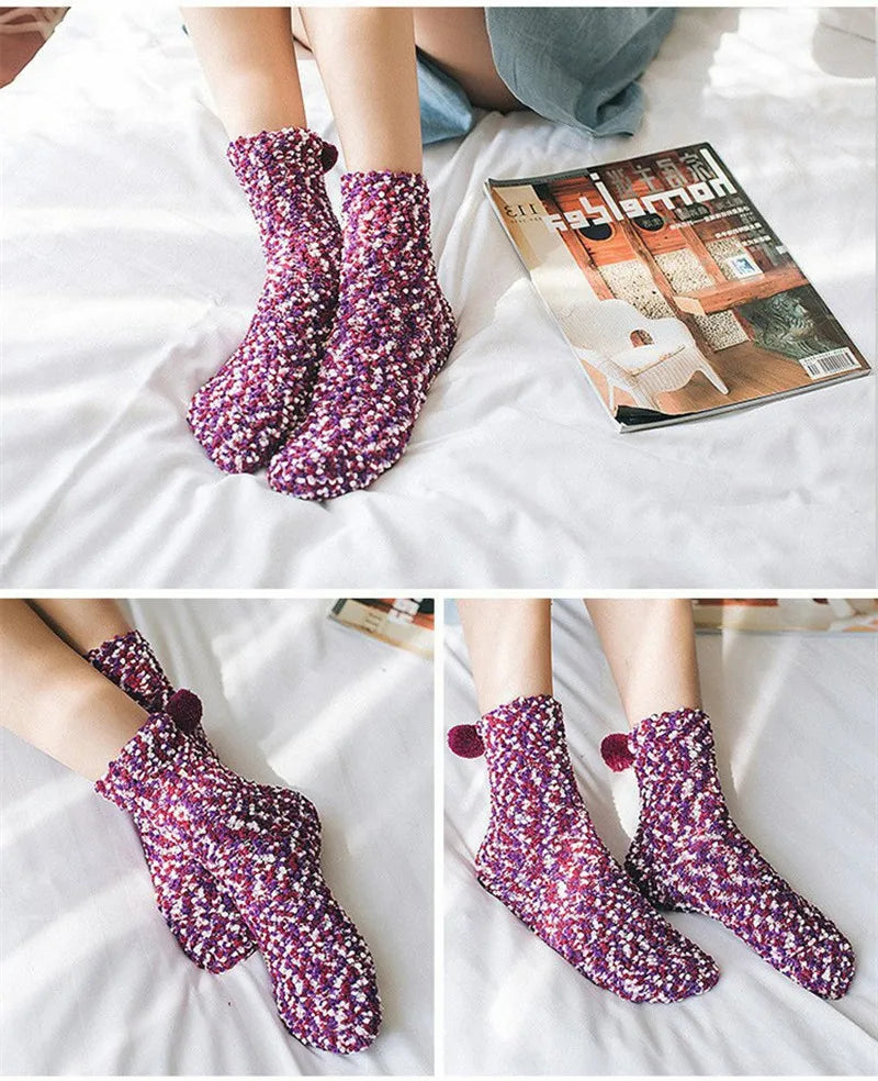 1 pair New fashion Harajuku fashion women Cake funny kawaii socks coral velvet cake floor socks chrysanthemum yarn sleep socks