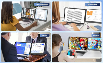 14 Inch High Brightness Full HD 1080P IPS Adjustable S1 Portable Laptop Screen Extender Monitor for Business Gaming Travel