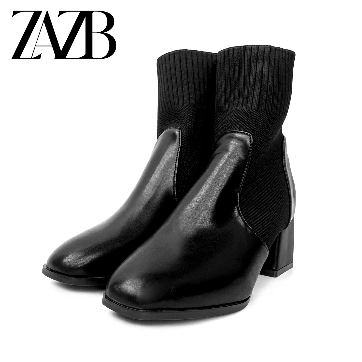 Big Sexy Booty Winter Women's Middle Cylinder Short Boots Chunky Heel Thick Bottom White Lace up Socks Leather Ladies Shoes