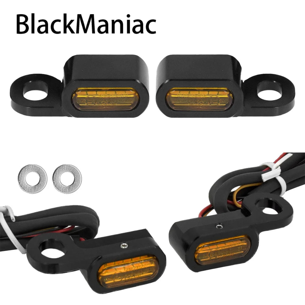 Motorcycle 2PCS Mini LED Lamp Turn Signal Amber Light 12V E Mark For Harley Softail Breakout 16-17 Touring Road King Glide 14-20