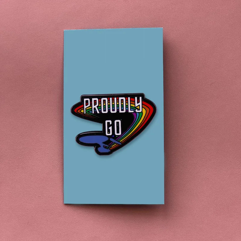 LGBTQ LGBT Gay Pride Rainbow Flag badge HS We're a little bit gay Moon Sounds Gay I'm In Love Wins Proudly Go Purride Cat Pin