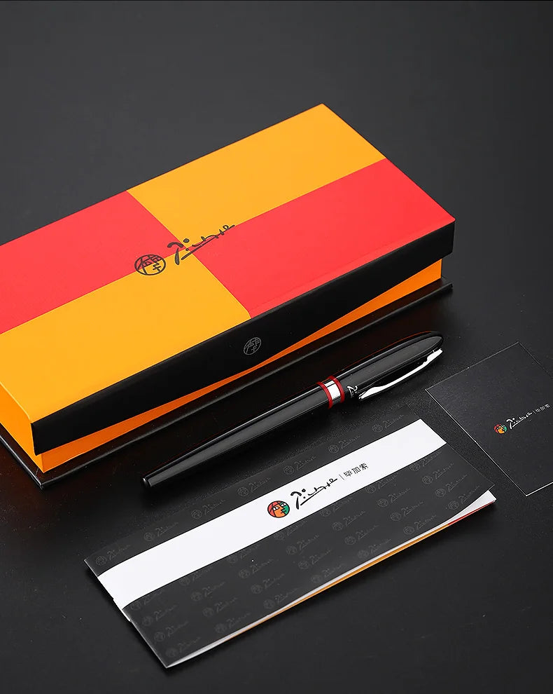 Picasso 907 High Quality Luxurious Montmartre Metal Black Iridium 0.5mm Point Pen with Yellow/Red Ring,Original Box Option