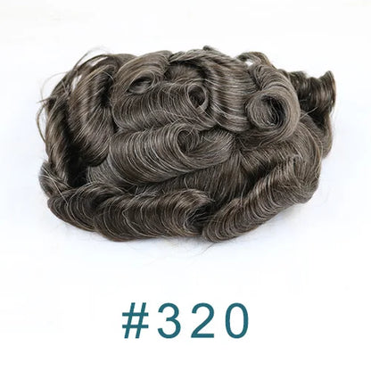 Durable Mens Wig NPU Bond Mono Pu Front Hair Replacement System Breathable Lace Mix Brown Grey 1B80 565# Human Hair Prosthesis