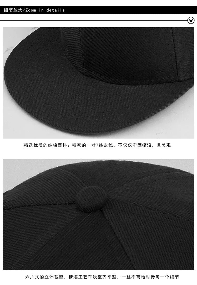 Large Size Back Closed Skateboard Cap Women Fitted Baseball Hat Male Big Size Snapback Caps Plain Football Hat 60cm 62cm 64CM