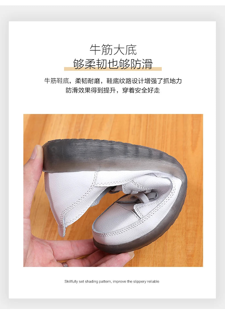 Women's Genuine Leather Sneakers Women Casual Fashionable Sports Shoes Vulcanized Woman Summer Flat Shoe Ladies White 40
