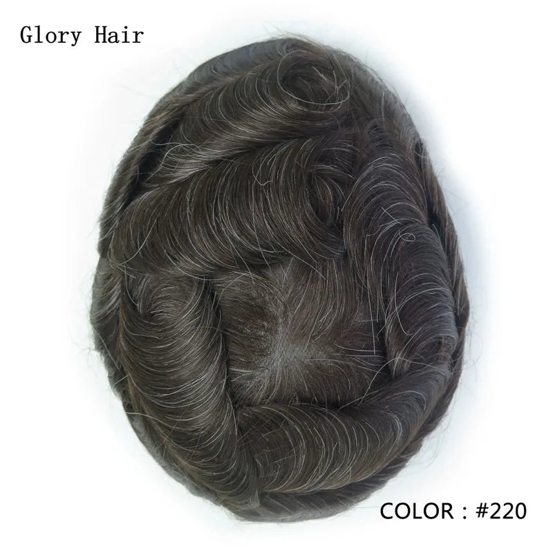 Gloryhair-Natural and Realistic Hair Prosthesis Male Toupee Wig 130% Density Hair Pieces Indian Human Men's Capillary Prosthesis