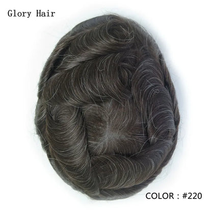 Gloryhair-Natural and Realistic Hair Prosthesis Male Toupee Wig 130% Density Hair Pieces Indian Human Men's Capillary Prosthesis