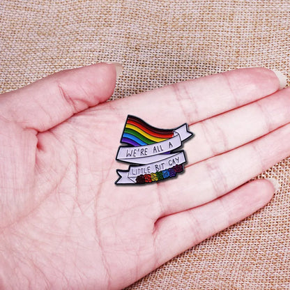 LGBTQ LGBT Gay Pride Rainbow Flag badge HS We're a little bit gay Moon Sounds Gay I'm In Love Wins Proudly Go Purride Cat Pin