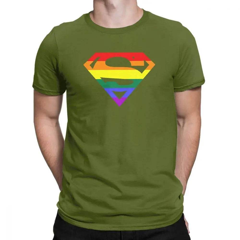 Cool Super Queer T-Shirt Men Round Neck Cotton T Shirt Rainbow Gay Lesbian Pride LGBTQ LGBT Oversized Clothes