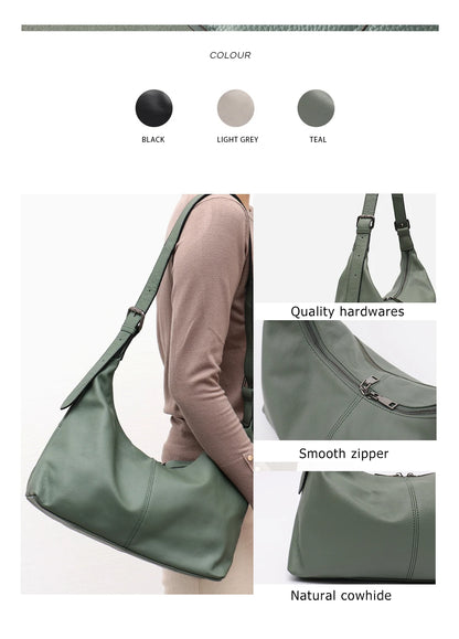 SC Luxury Women Cowhide Crossbody Bag Large Casual Shoulder Purse Wide Strap Handbag Female Daily 100% Genuine Leather Hobo Sack