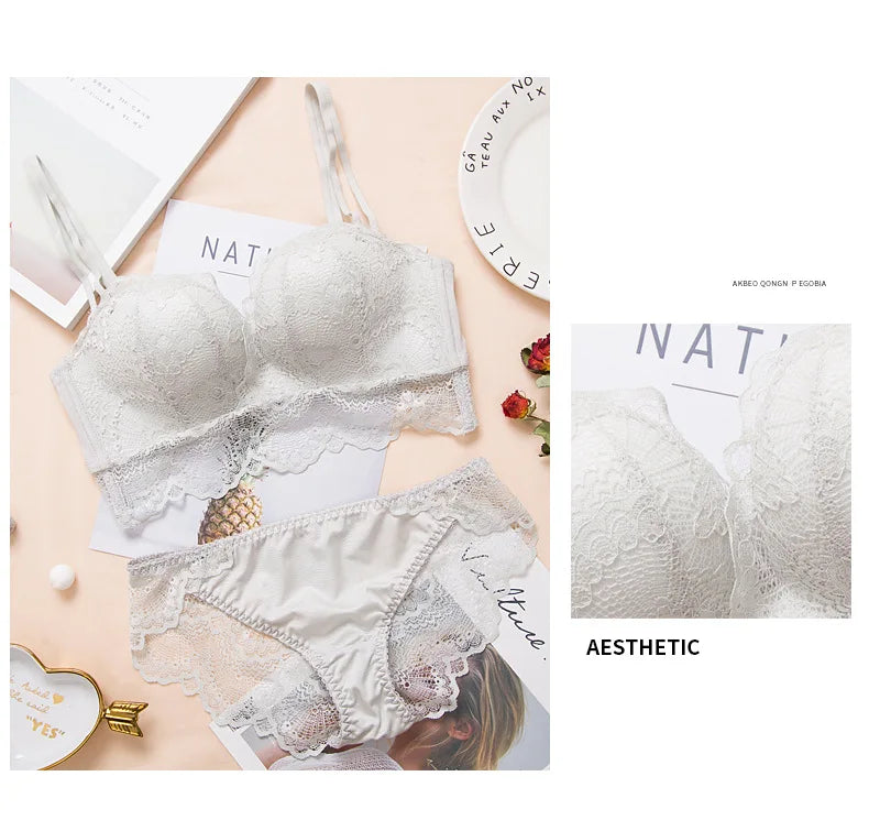 Ladies Underwear Suit Seamless underwear without steel bracket bra push up Massage palm cup Bra Set push up bra+set
