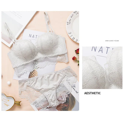 Ladies Underwear Suit Seamless underwear without steel bracket bra push up Massage palm cup Bra Set push up bra+set