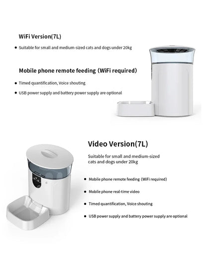 Low Price Smart Remote Control Tuya 7L Food Dispenser Automatic Pet Dog Cat Animals Feeder With Camera