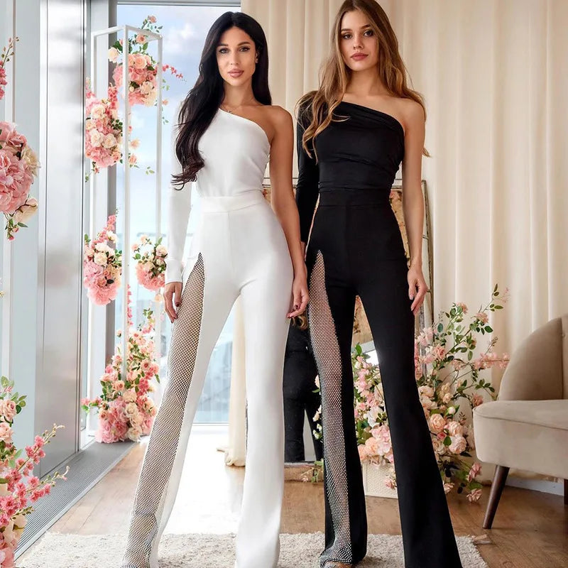 Street Fashion Flared Pants  Women Grenadine High Waist Pants for Women Glitter High Slit Boot Cut Flared Trousers 2021 Autumn