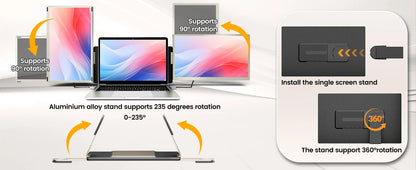 S6 OEM 15.6" Dual Portable Monitors Laptop Screen Extension Portable Tri Screen Monitor for Laptop Triple Laptop Screen Extender