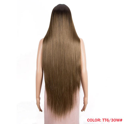 38 inch Straight Long Hair Synthetic Lace Front Wigs For Women High Temperature Hair Ombre 613 Red Cosplay Wigs Synthetic Hair