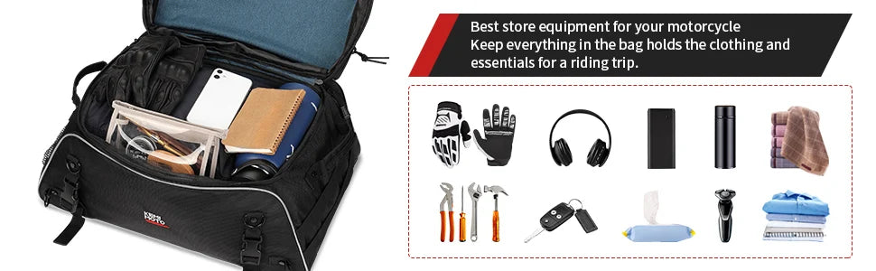 Motorcycle Travel Luggage Tour-Pack Rack Bag Collapsible Trunk Bags with Bar Straps for Street Glide for Electra Glide for Trike