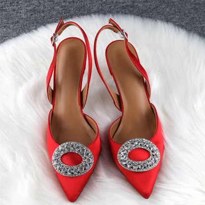Top Selling  2022 New Buckle Strap  Slingback Diamond Wedding Shoes Unique Luxury Diamond Heels for Ladies Shoes
