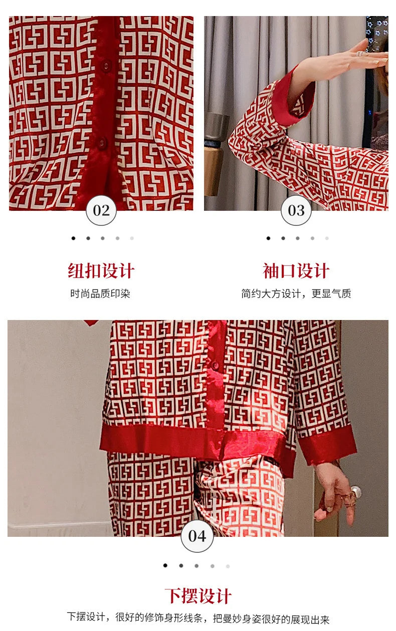 Lisacmvpnel 2021 Autumn New Comfortable Print Fashion Women Pyjamas Home Suit Thin Long Sleeve Set Pajamas