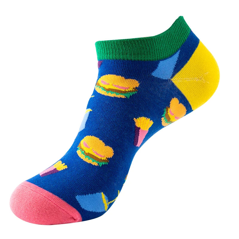 4pairs Funny animal Combed Cotton Fashion Hip Hop Man woman Oil Painting Socks Harajuku Skateboard outer space Happy love Socks
