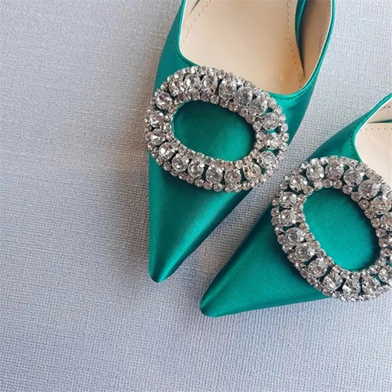 Top Selling  2022 New Buckle Strap  Slingback Diamond Wedding Shoes Unique Luxury Diamond Heels for Ladies Shoes