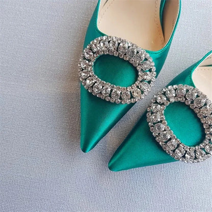 Top Selling  2022 New Buckle Strap  Slingback Diamond Wedding Shoes Unique Luxury Diamond Heels for Ladies Shoes