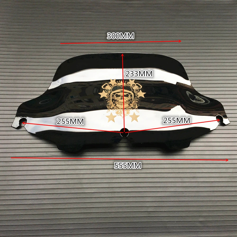 5"/6''/8"Motorcycle Black skull Windshield Fairing Windscreen For Harley Electra Street Glide FLHX Touring 1996-2013