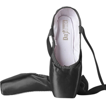 Black Satin Ballet Pointe Shoes Ladies Professional Ballet Shoes Girls Women Ballerina Shoes With Ribbons