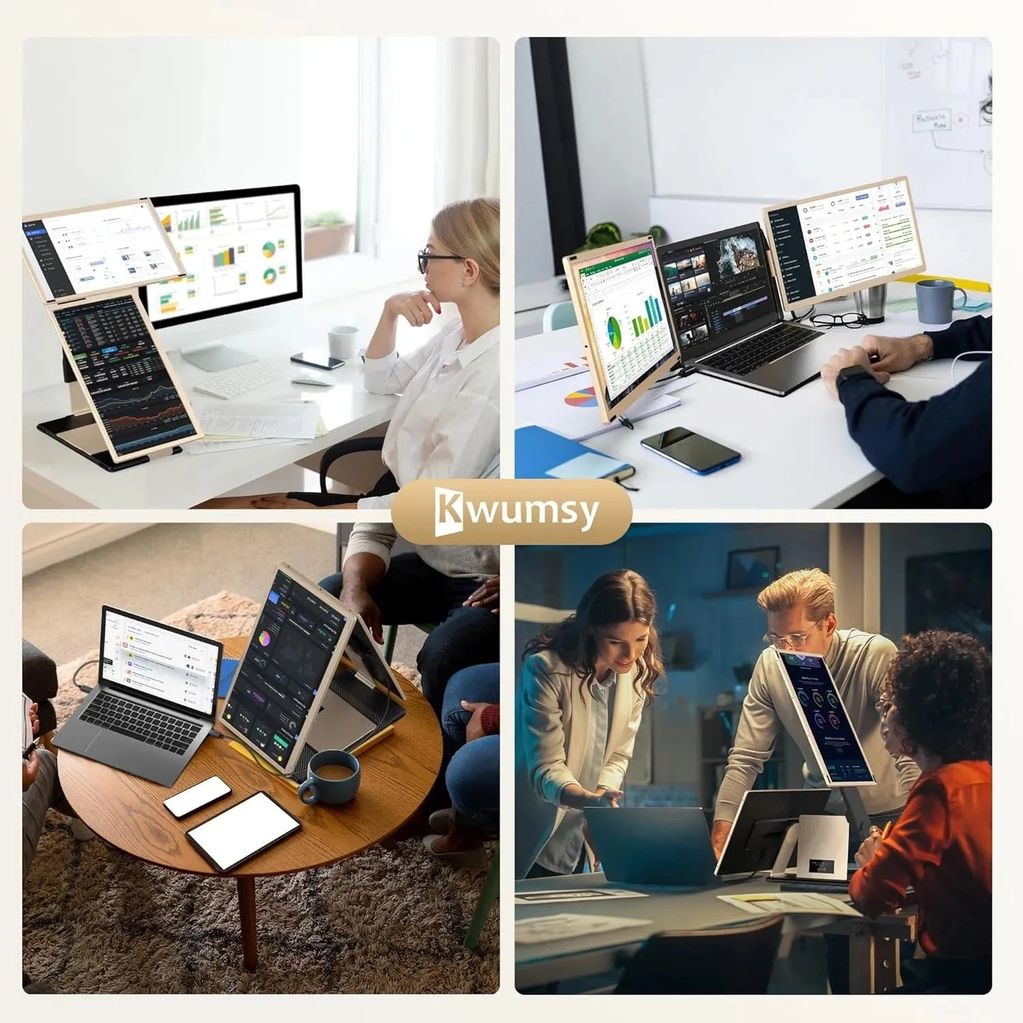 Factory Triple Laptop Screen Extender Dual 15.6 Inch 1080P Monitors Portable Tri Screen Monitor for Laptop