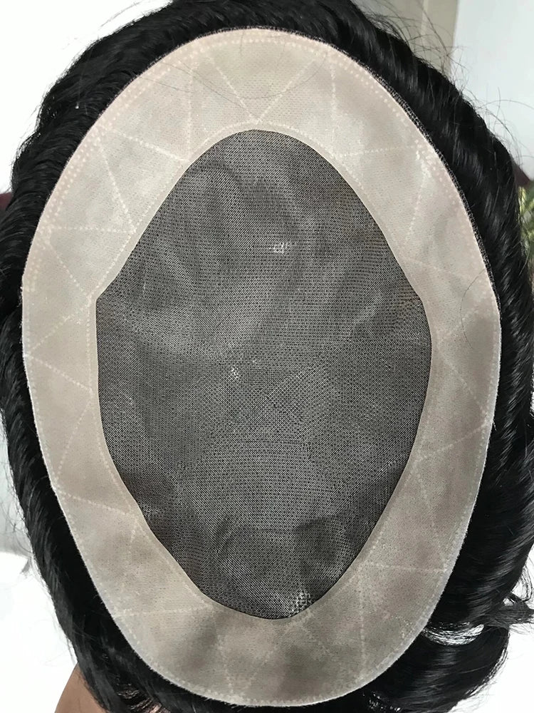 RTS Wholesale Toupee 100% Human Hair Hairpieces Mono Base Wave Man Hair Replacement Men Toupee Mono Lace Hair Replacement