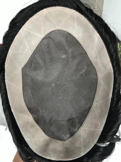 RTS Wholesale Toupee 100% Human Hair Hairpieces Mono Base Wave Man Hair Replacement Men Toupee Mono Lace Hair Replacement