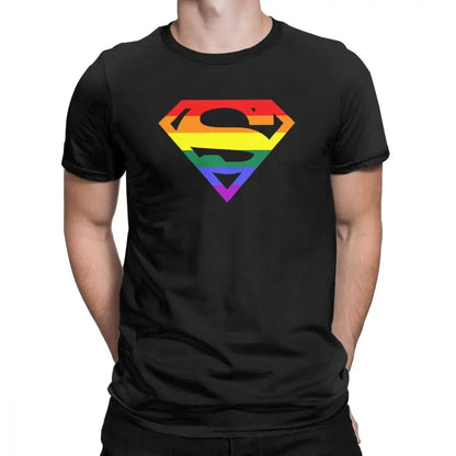 Cool Super Queer T-Shirt Men Round Neck Cotton T Shirt Rainbow Gay Lesbian Pride LGBTQ LGBT Oversized Clothes