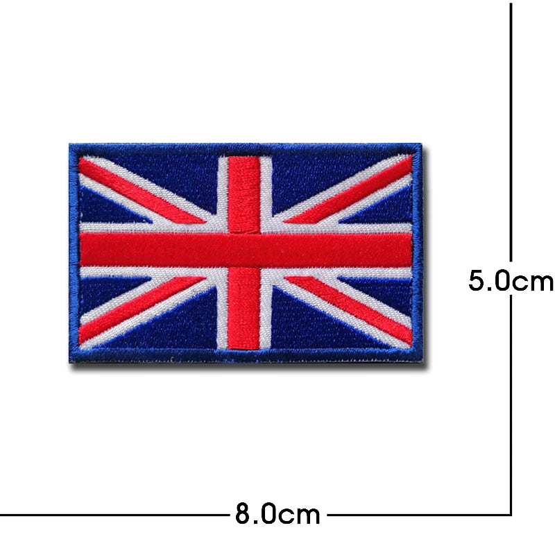 United Kingdom Flag Embroidery ENGLAND Patch PVC hook loop Great Britain National UK GB Flags Patches Embroidered Badges