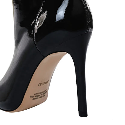 315-13 BIGTREE New Women's Boots for 2020 Slimming High Heels for Women Elastic Patent Leather Ankle Boots Pointy Ladies' Shoes