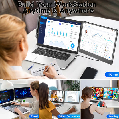 OEM S1 Dual Portable Laptop Screen Extender 14 Inch 1080P IPS FHD Portable Monitors  Dual Display for  Laptop Screen Extender