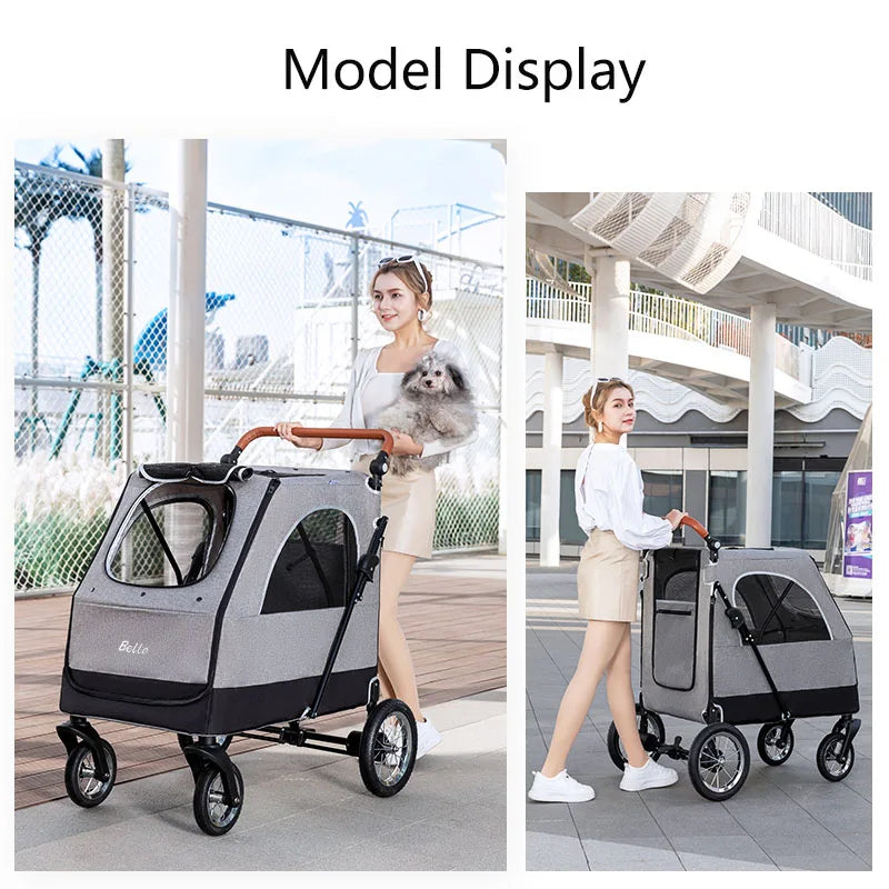 (Ready to Ship) Manufacture Large Pet Stroller for Big Dog Safety Outdoor Walking Travel Foldable Trolley