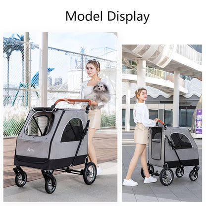 (Ready to Ship) Manufacture Large Pet Stroller for Big Dog Safety Outdoor Walking Travel Foldable Trolley