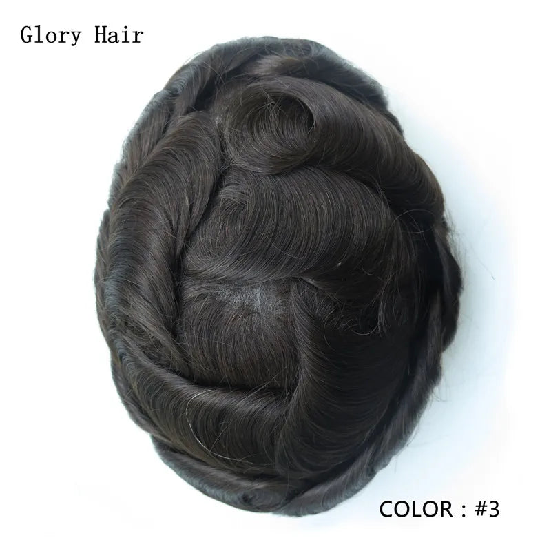 Gloryhair-Natural and Realistic Hair Prosthesis Male Toupee Wig 130% Density Hair Pieces Indian Human Men's Capillary Prosthesis