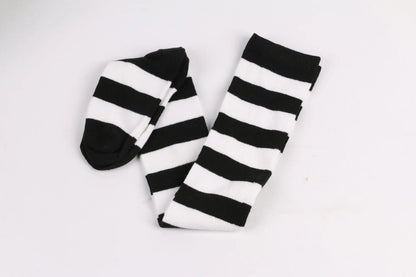 Womens Striped Thigh High Stockings Ladies Girls Black White pink Long Over Above Knee Socks femboy Cosplay Lolita Harajuku Y2k