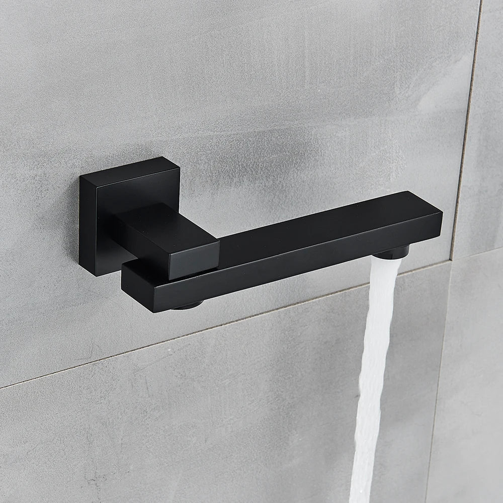 Black Shower Faucets System Bathroom Wall Mounted Rainfall Shower Kit Concealed Embedded Box Hot Cold Water Mixer Tap SUS304